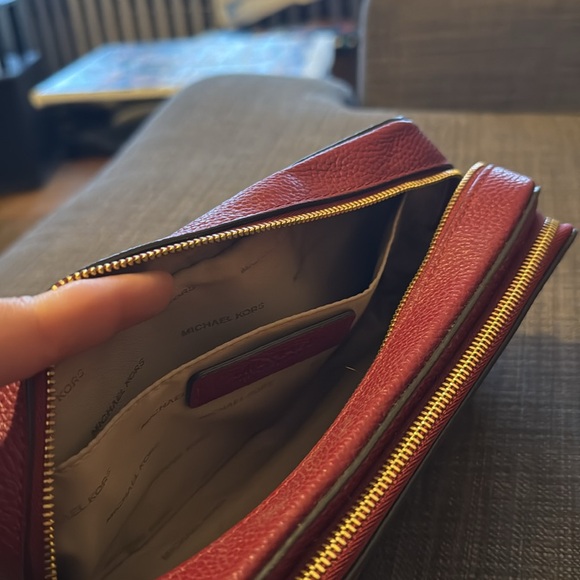 Michael Kors Red Leather Makeup Bag - Picture 3 of 4